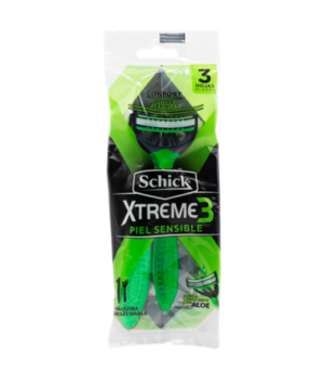 maquina schick 3 hojas xtreme verde piel sensible rista x 14 und