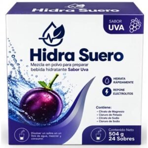 Hidra Suero sales de rehidratación sabor a Uva caja x 24 sobres de Lyzmhore
