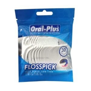 Flosspick seda dental con cera sabor menta con mango blanco paquete x 30 und
